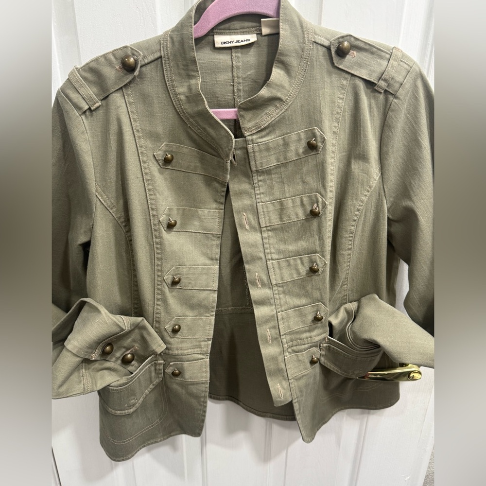 DKNY Jeans Camo Green Military-Style Button Front Jacket Size XL - Picture 9 of 16